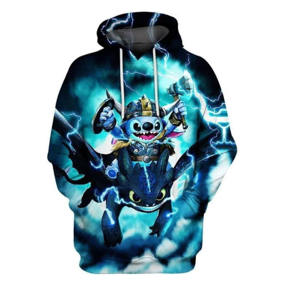 Stitch Toothless Viking Match Jordan, Hoodie 3D