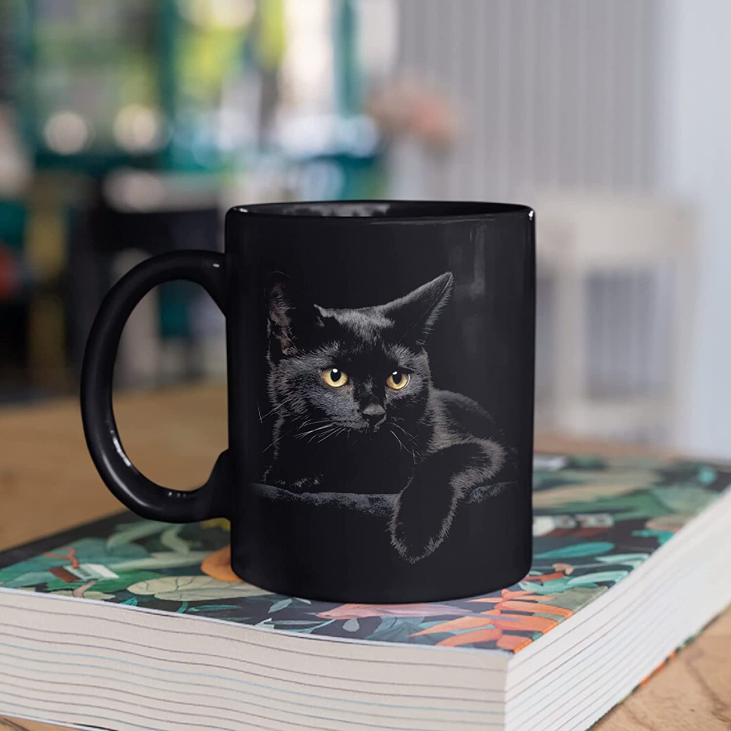 Black Cat Coffee Mug, Ceramic Coffee Mug, Cute Cat Lover Gift, Cute Cat Coffee Mugs Gift for Cat Lovers