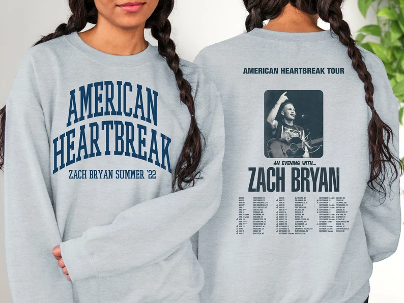 American Heartbreak Tour 2022 Vintage 2 Side Shirt, Za%ch Bry%an Tshirt, Tour Music Tee, Za%ch Bry%an Fan Merch, Sweatshirt, Hoodie, Unisex